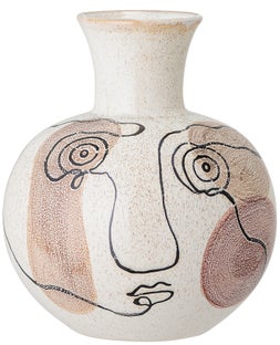 Wazon dekoracyjny z ceramiki biało-czarny Ø20x23 cm – obraz-1