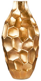 Wazon do salonu złoty metalowo-aluminiowy nowoczesny elegancki stylowy Ø22x45 cm – grafika-1.