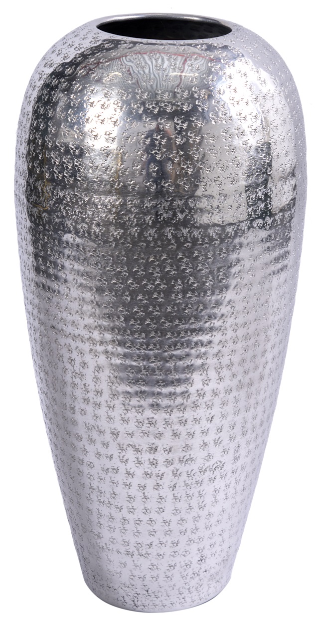 Wazon metalowo-aluminiowy srebrny do salonu w stylu nowoczesnym Ø25x50 cm – grafika-1.