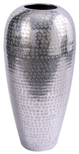 Wazon metalowo-aluminiowy srebrny do salonu w stylu nowoczesnym Ø25x50 cm – grafika-1.