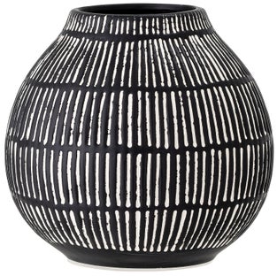 Wazon dekoracyjny w paski biały Ø16x15 cm – obraz-1