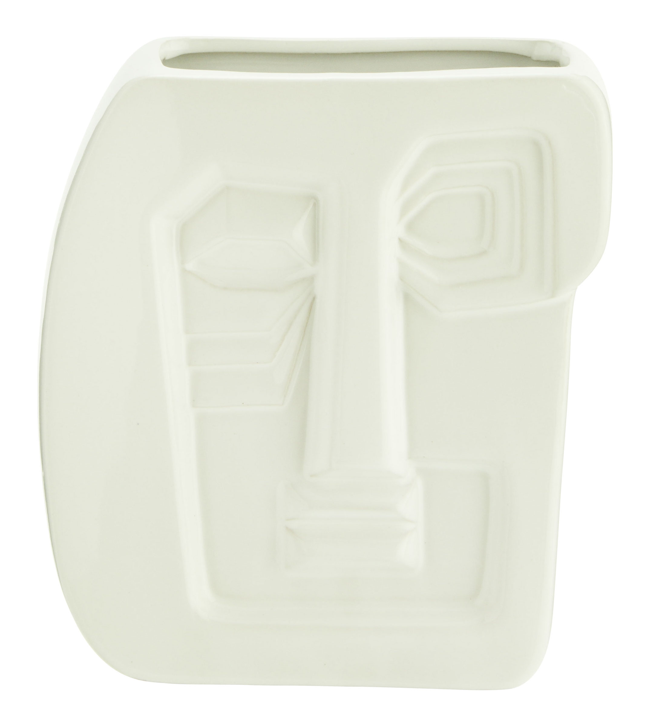Wazon dekoracyjny z kamionki biały 15x7 cm – obraz-1