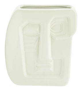 Wazon dekoracyjny z kamionki biały 15x7 cm – obraz-1