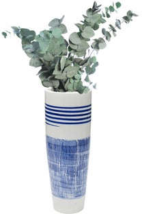 Wazon Grid Line Ø15x40 cm biało-niebieski – obraz-1