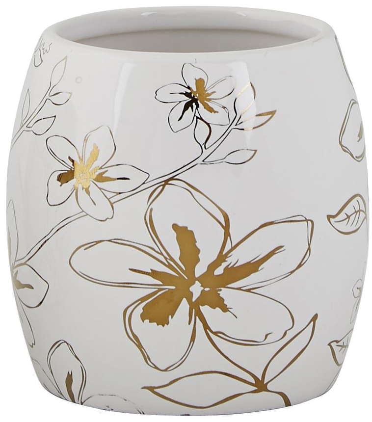 Wazon z ceramiki biało-złoty 10 cm – obraz-1