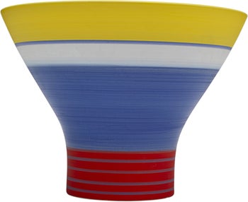 Wazon z kamionki paski żółty Ø25x18 cm – obraz-1
