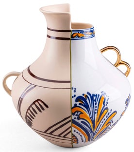Wazon porcelanowy z uchem kolorowy Ø23x25 cm – obraz-1