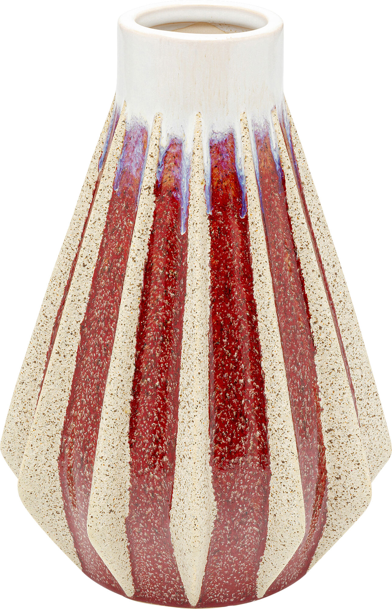 Wazon kamionkowy do salonu czerwono-beżowy Ø16x24 cm – obraz-1