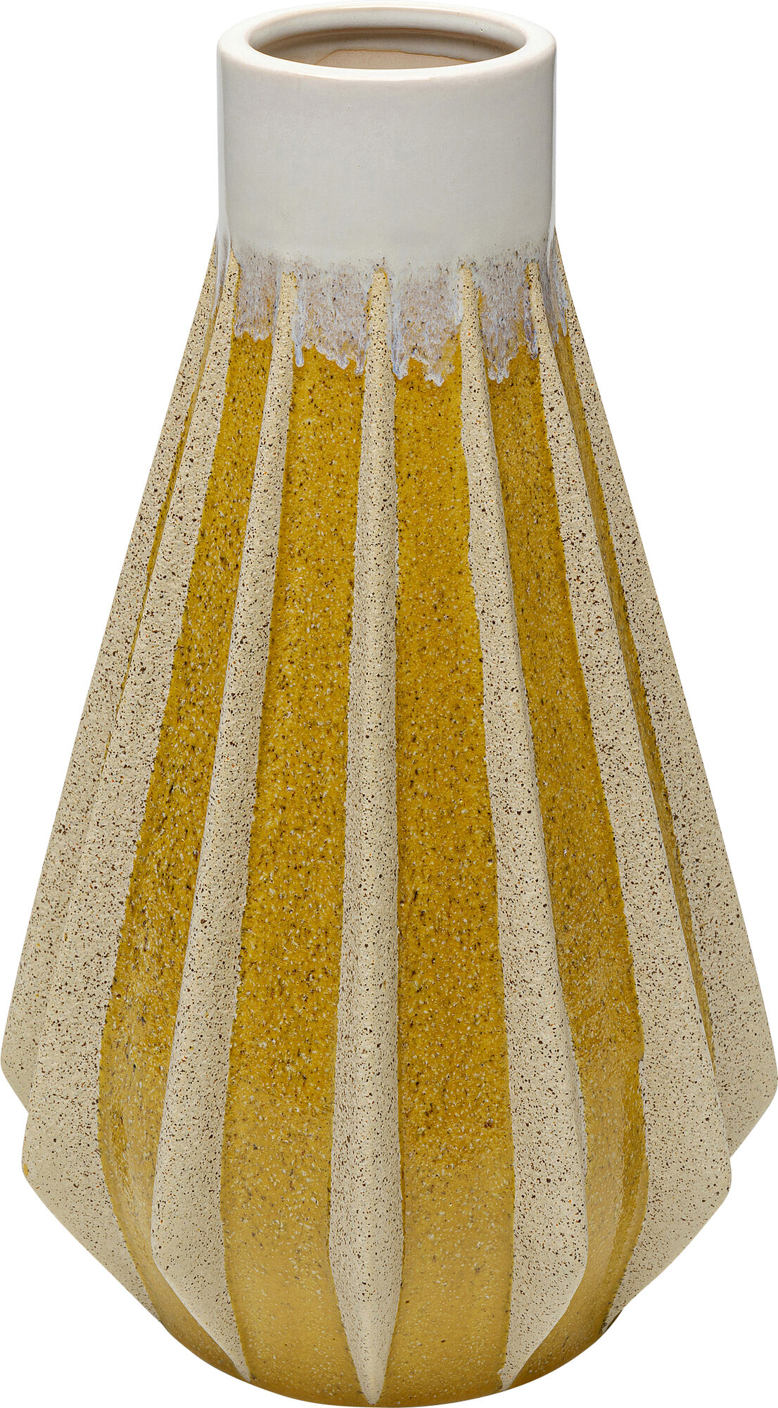 Wazon kamionkowy do salonu żółto-beżowy Ø22x39 cm – obraz-1