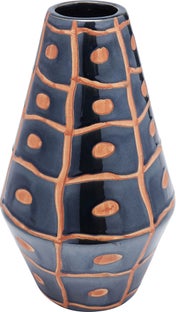 Wazon ceramiczny czarny w pomarańczowe kropki Ø21x35 cm – obraz-1