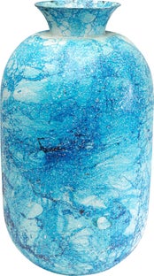 Wazon niebieski stal i mozaika szklana Ø31x55 cm – grafika-1.