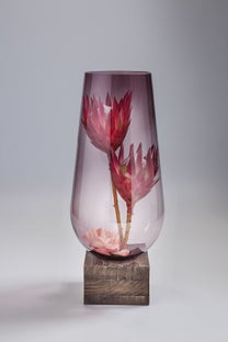 Wazon szklany fioletowy Ø24x58 cm – obraz-1