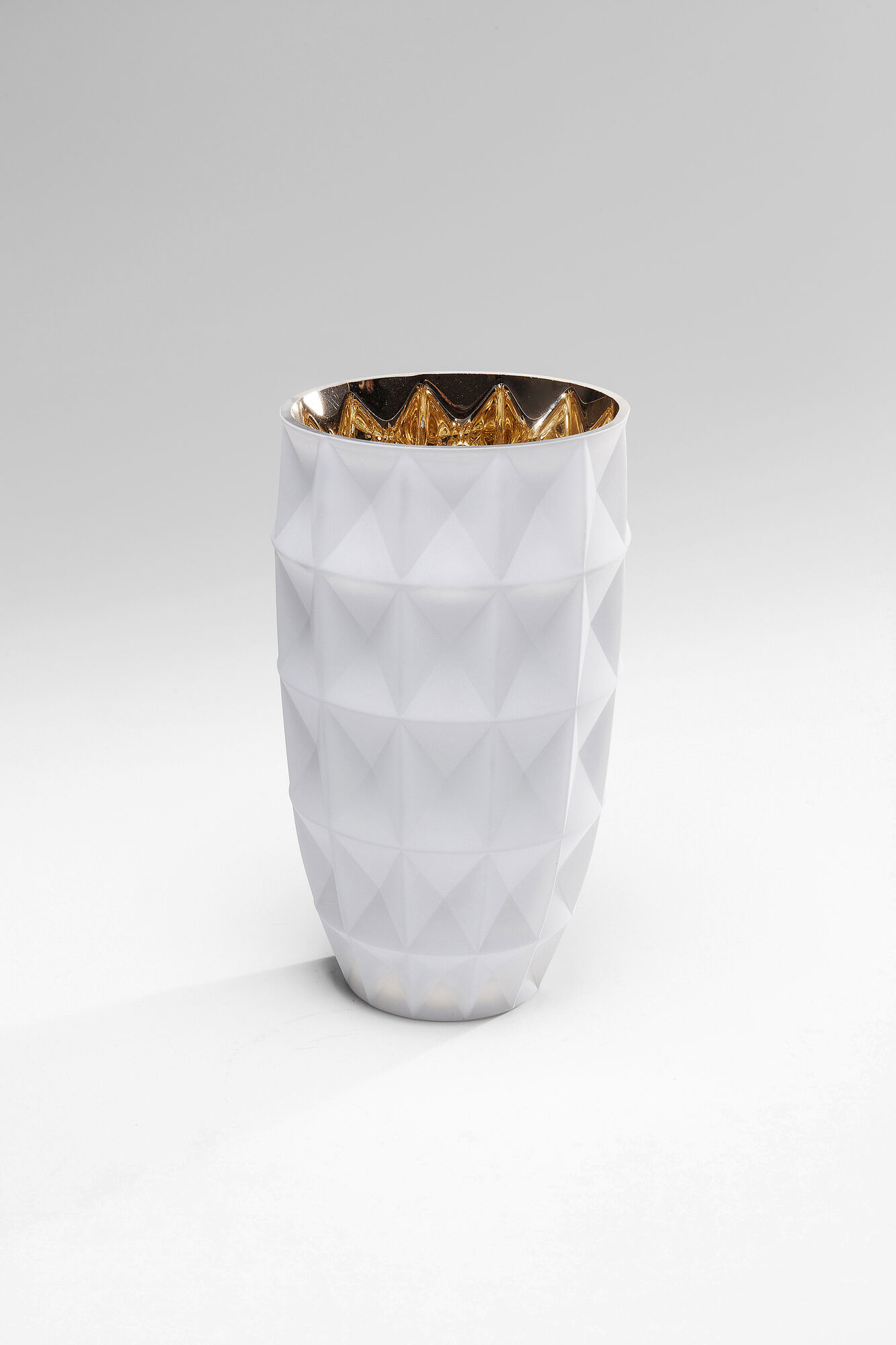Wazon szklany biało-złoty Ø14x25 cm – obraz-1