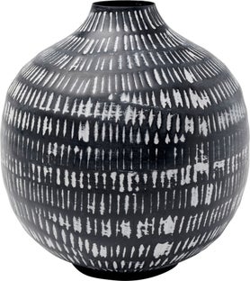 Wazon stalowy czarny loft wzory Ø22x24 cm – obraz-1