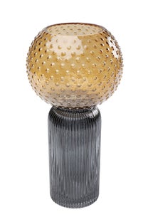Wazon szklany bursztynowo-szary Ø15x31 cm – obraz-1