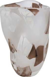 Wazon szklany do salonu brązowe wzory 19x29 cm – obraz-1
