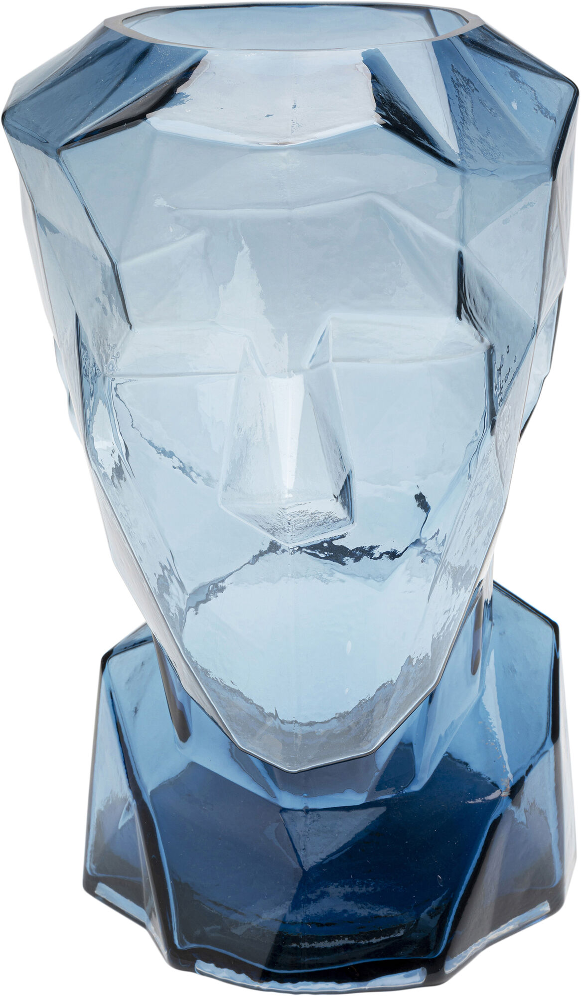 Wazon szklany niebieski nowoczesny motyw twarzy 24x30 cm – obraz-1