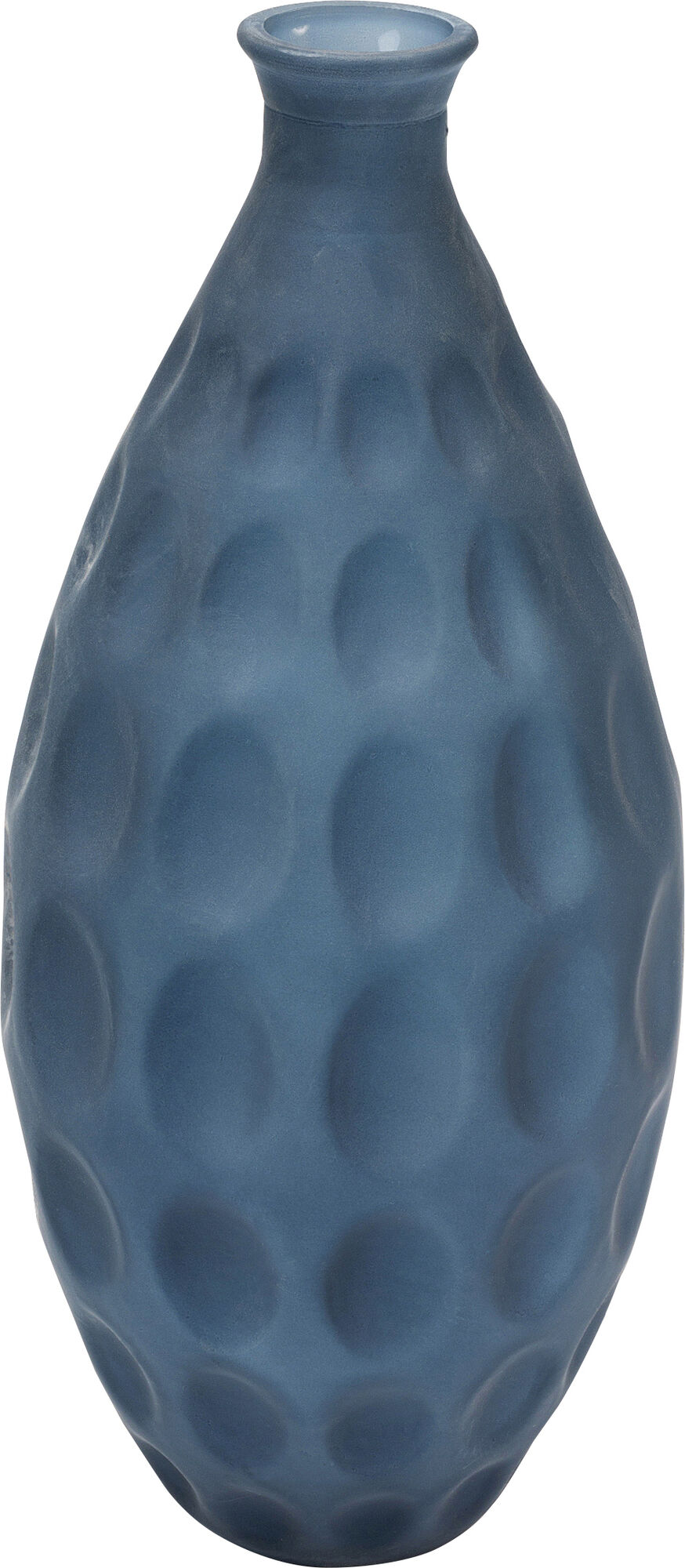 Wazon szklany niebieski Ø17x38 cm wzór kółka – obraz-1