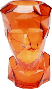 Wazon szklany pomarańczowy nowoczesny motyw twarzy 24x30 cm – obraz-1