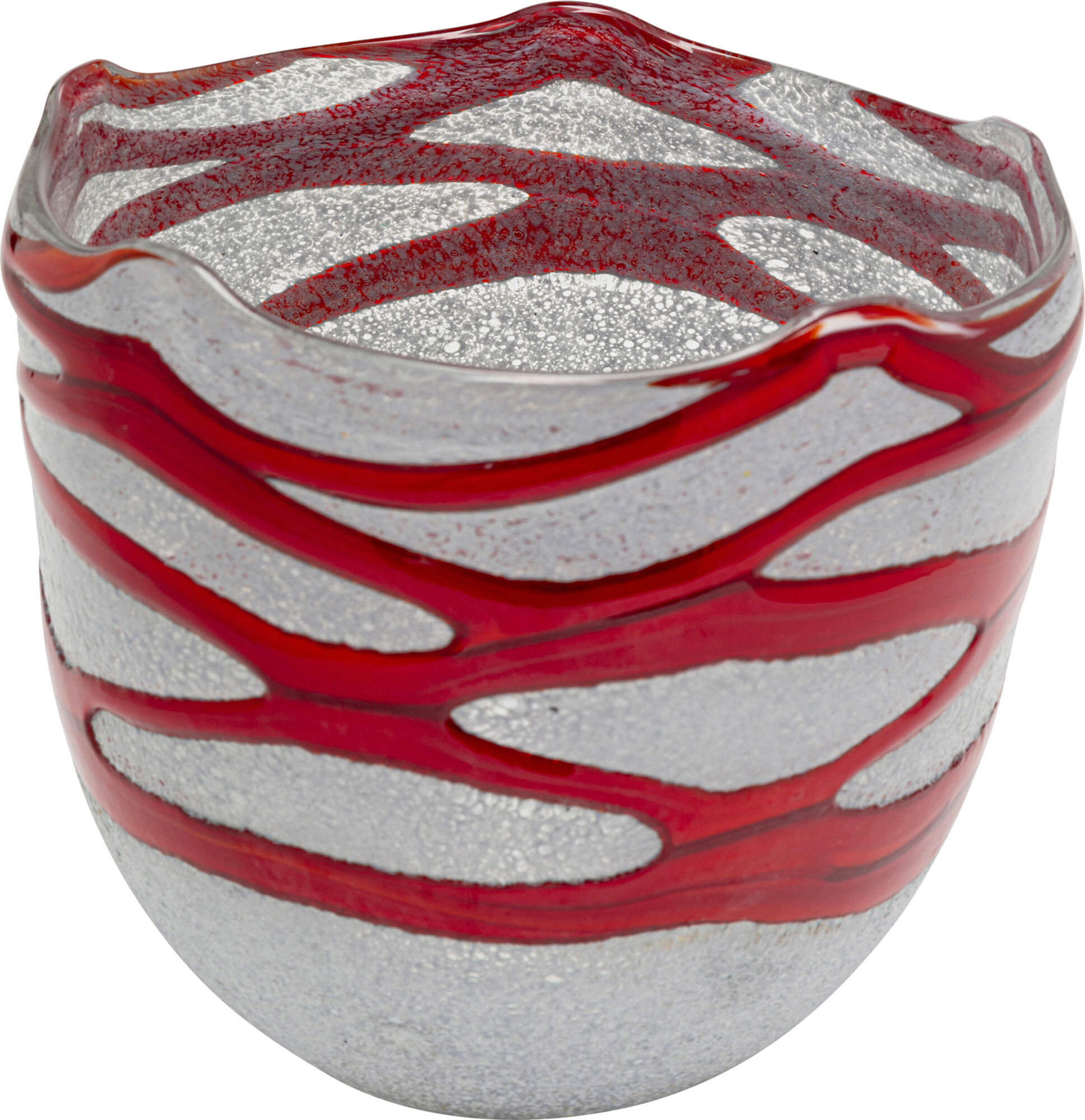 Wazon szklany srebrno-czerwony Ø20x19 cm – obraz-1