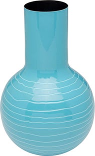 Wazon w kolorze niebieskim stal emaliowana Ø19x31 cm – obraz-1