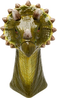 Wazon z dolomitu zielony dinozaur triceratops 22x33 cm – obraz-1