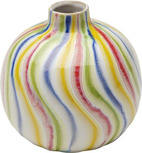 Wazon z kamionki kolorowe wzory ręczne wykonanie 16x14 cm – obraz-1
