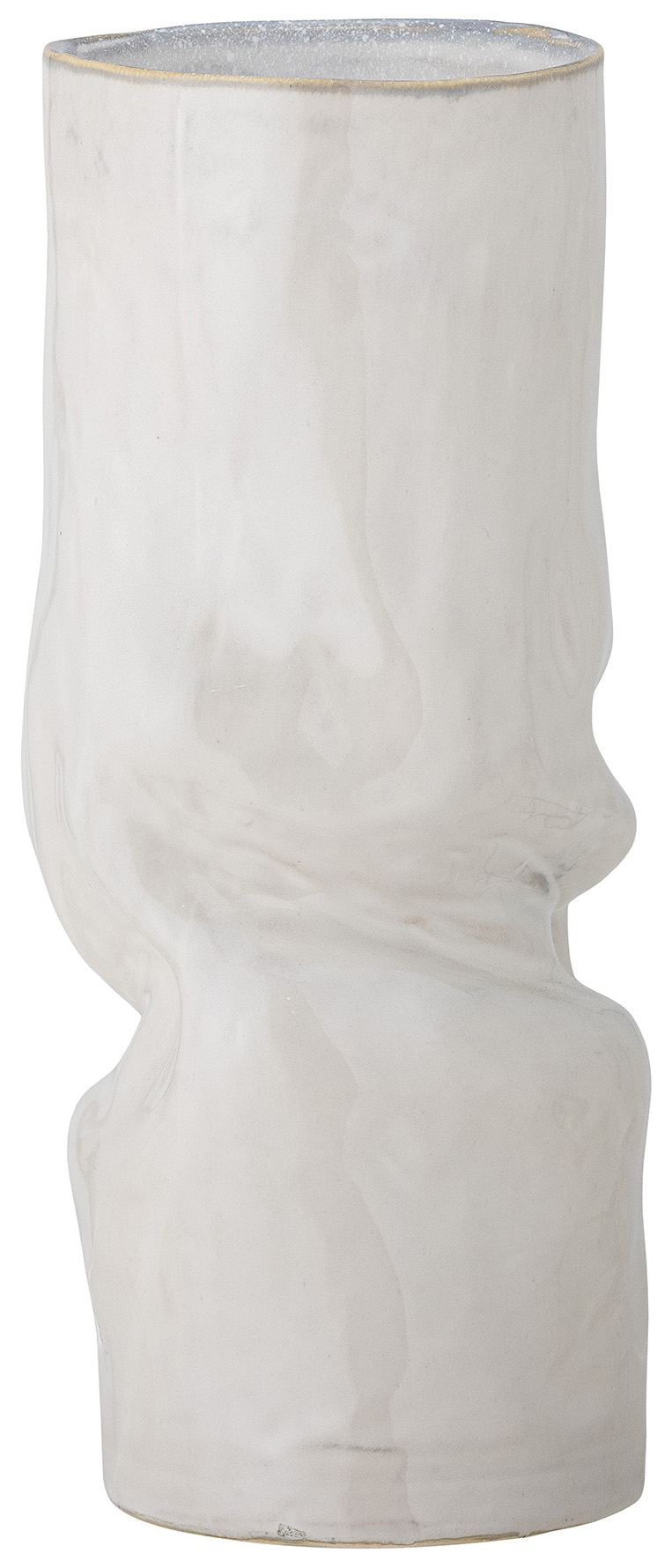 Wazon z kamionki w kolorze białym szkliwo reaktywne Ø14x30 cm – obraz-1