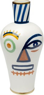 Wazon z porcelany kolorowy dwie twarze Ø21x44 cm – obraz-1