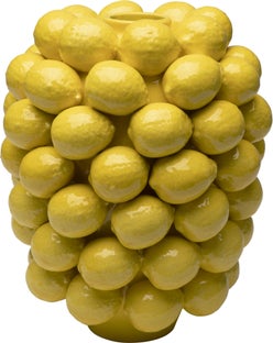 Wazon z porcelany żółty cytryny Ø28x40 cm – obraz-1