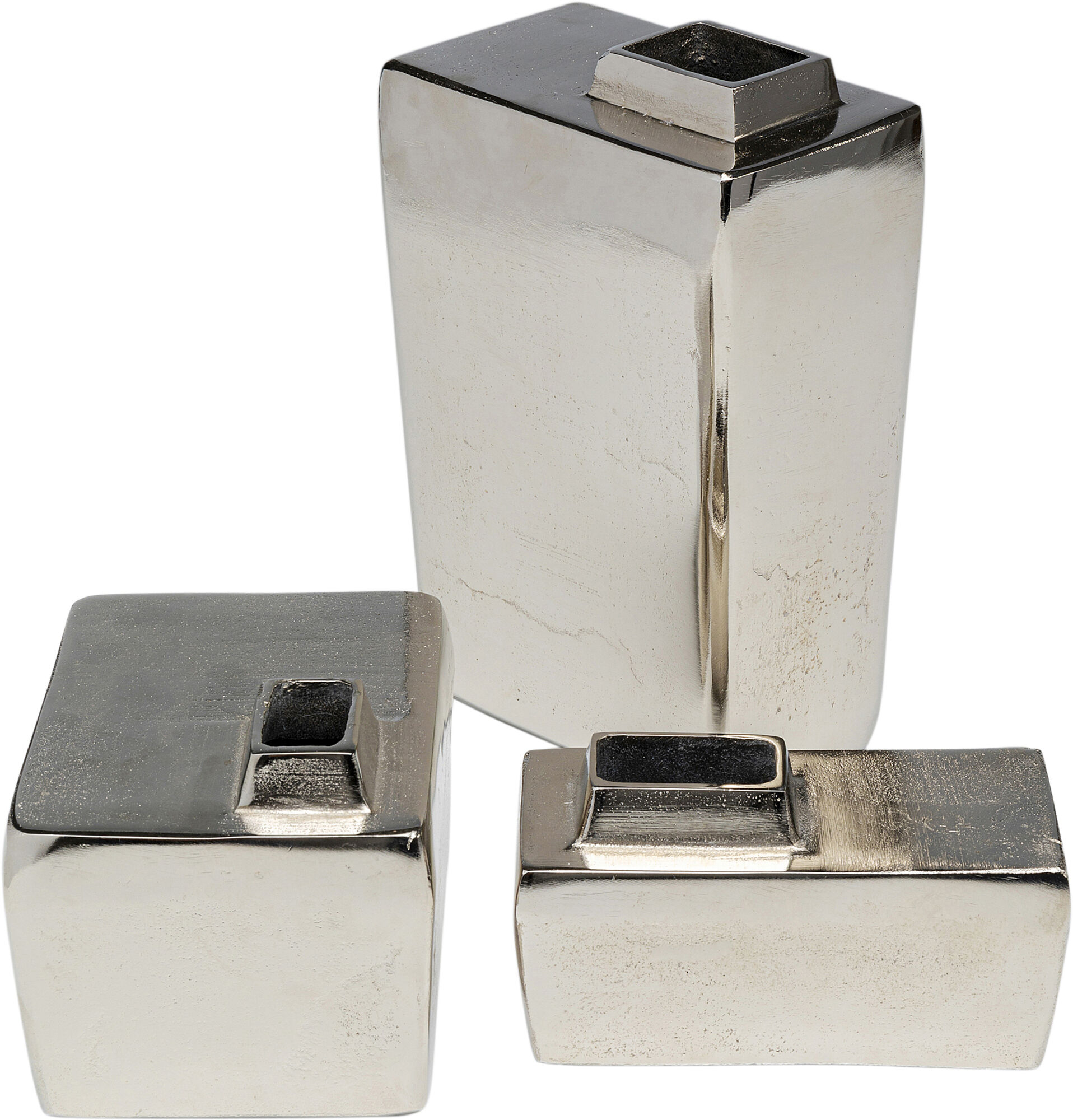 Wazony Cubo (3-set) srebrne – obraz-1