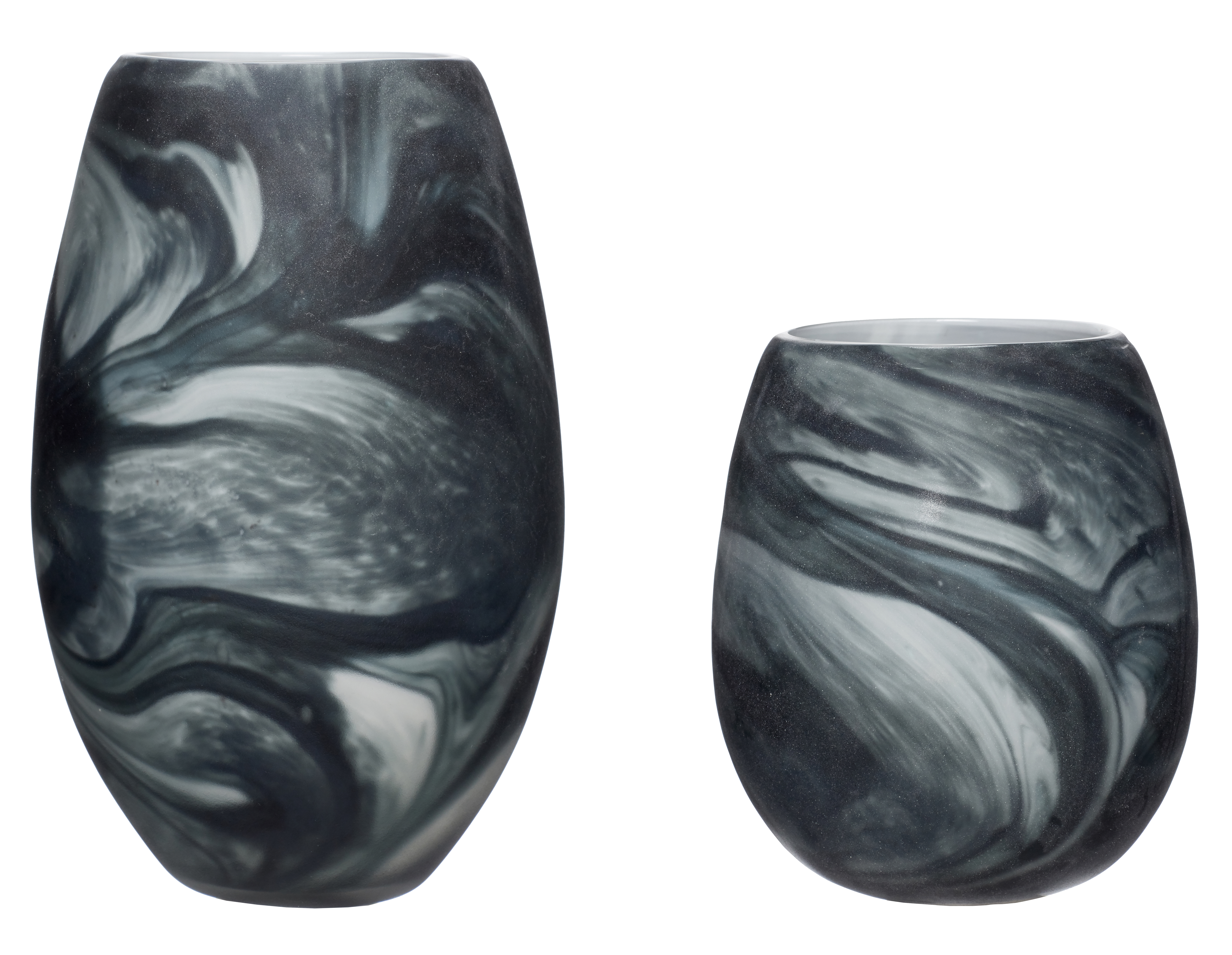 Zestaw dwóch wazonów ze szkła białe 27 cm – obraz-1