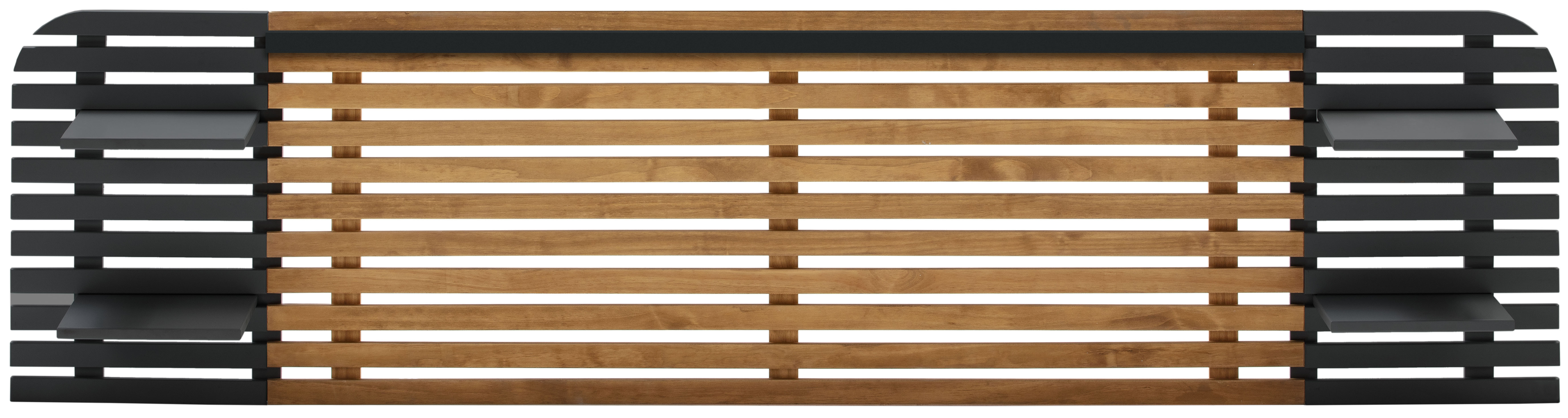 Wezgłowie drewniane naturalne czarne sosna z półkami 240x62 cm – obraz-1