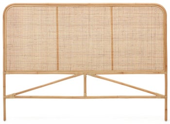 Wezgłowie naturalne prostokątne boho z rattanu 168x120 cm – obraz-1