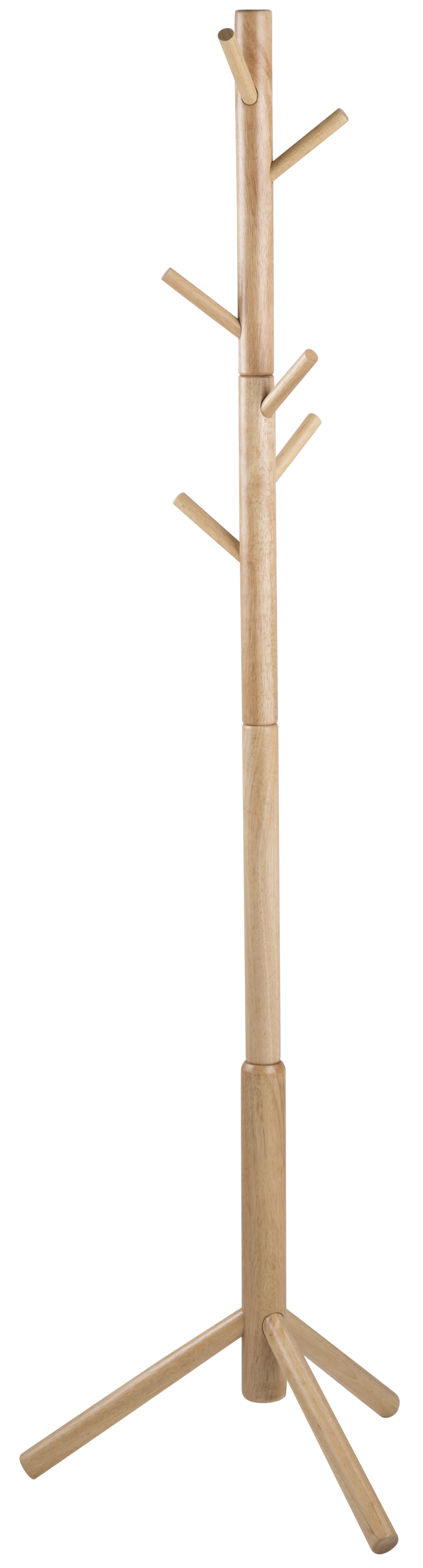 Drewniany wieszak stojący w kolorze naturalnym z nowoczesnym stylem – grafika-1.