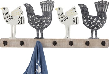 Wieszak ścienny Chicken Family 60x27 cm kolorowy – grafika-1.