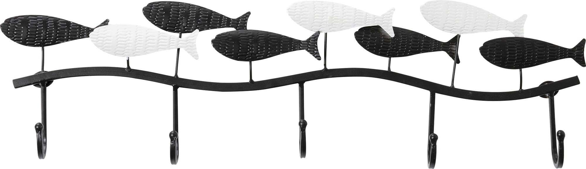 Wieszak ścienny czarno-biały stalowy ryby 62x18 cm – grafika-1.