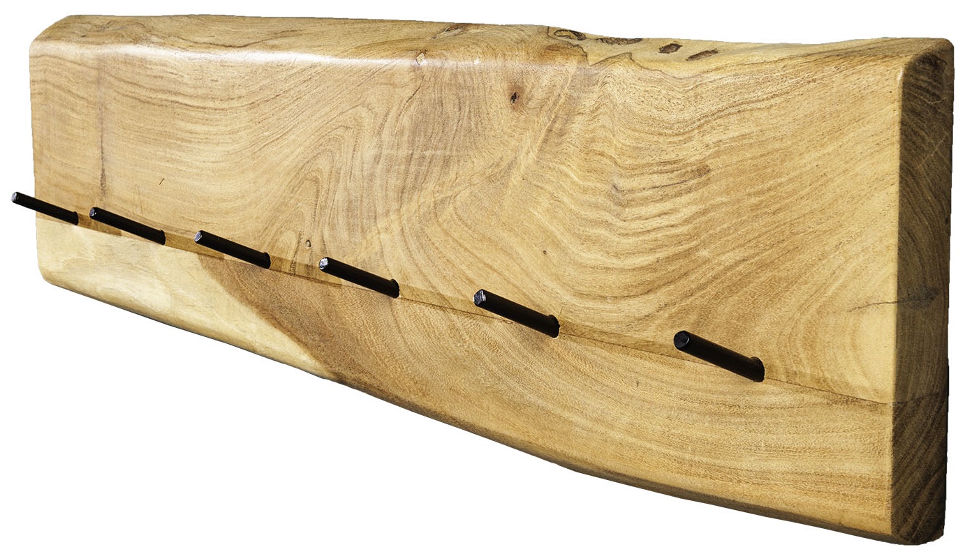 Brązowy Wieszak Ścienny z Drewna Akacjowego 80x22 cm – grafika-1.