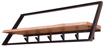 Wieszak ścienny stalowy czarny z półką drewnianą 100 cm – grafika-1.