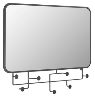 Lustro z wieszakami metalowe czarne 63x82 cm – obraz-1