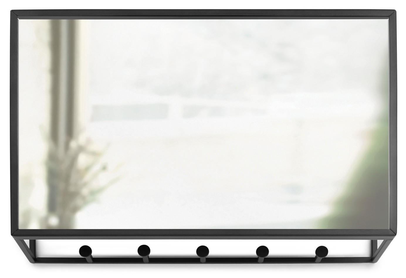 Wieszak ścienny z organizerem metalowy czarny 32x20 cm – obraz-1