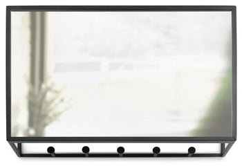 Wieszak ścienny z organizerem metalowy czarny 32x20 cm – obraz-1