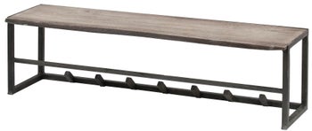 Wieszak ścienny z półką 80 cm 7 haczyków akacja szary – obraz-1