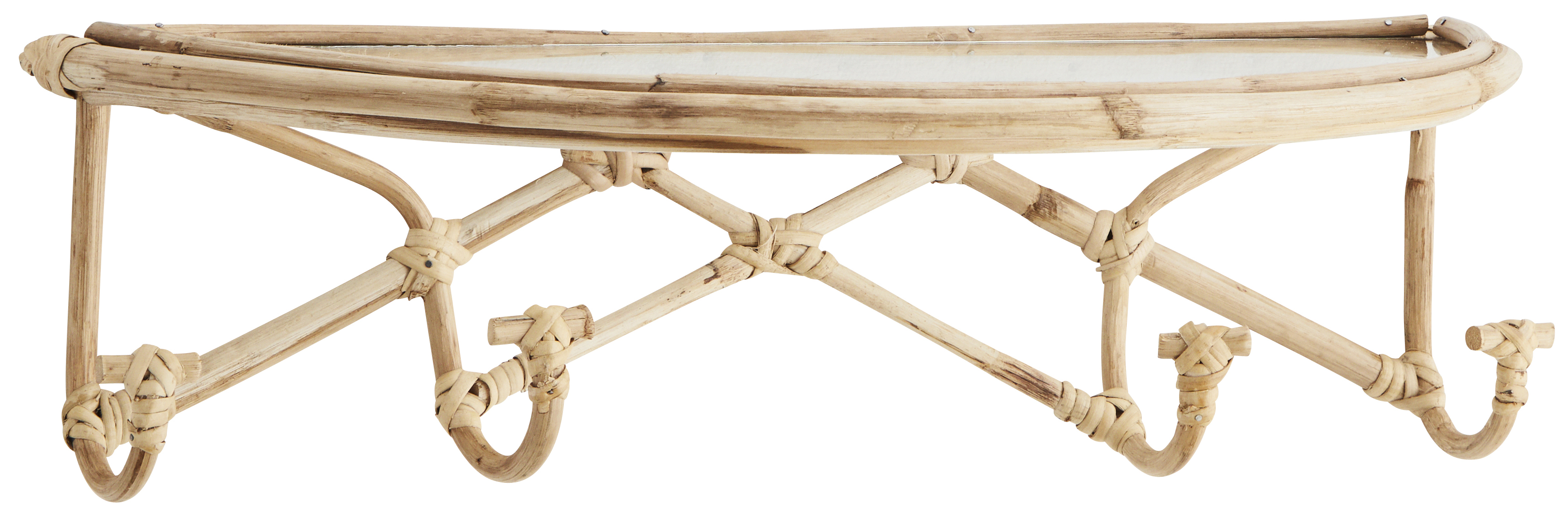 Wieszak ścienny z półką szklaną bamusowy 53x24 cm  – obraz-1