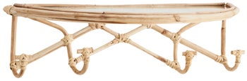 Wieszak ścienny z półką szklaną bamusowy 53x24 cm – obraz-1