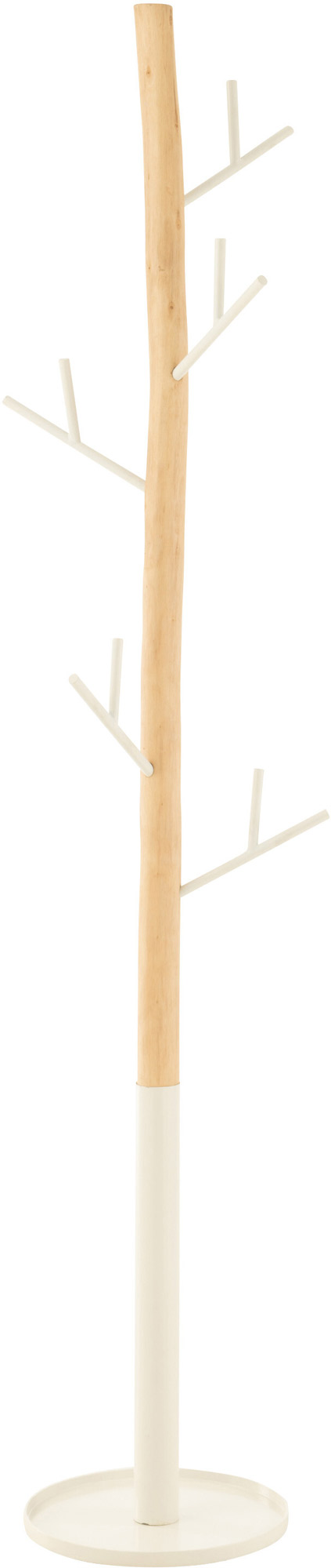 Wieszak stojący biało-drewniany 38x203 cm – obraz-1