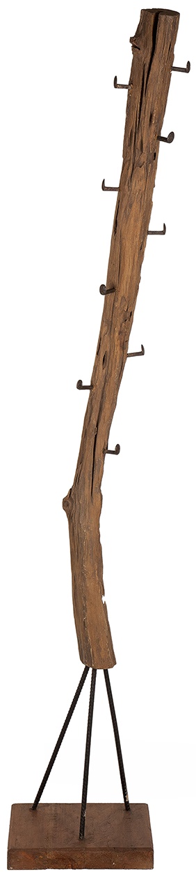 Wieszak stojący z drewna recyklingowanego brązowy styl nowoczesny – grafika-1.