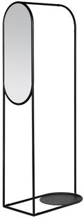 Wieszak stojący z lustrem metalowy czarny 70x180 cm – obraz-1