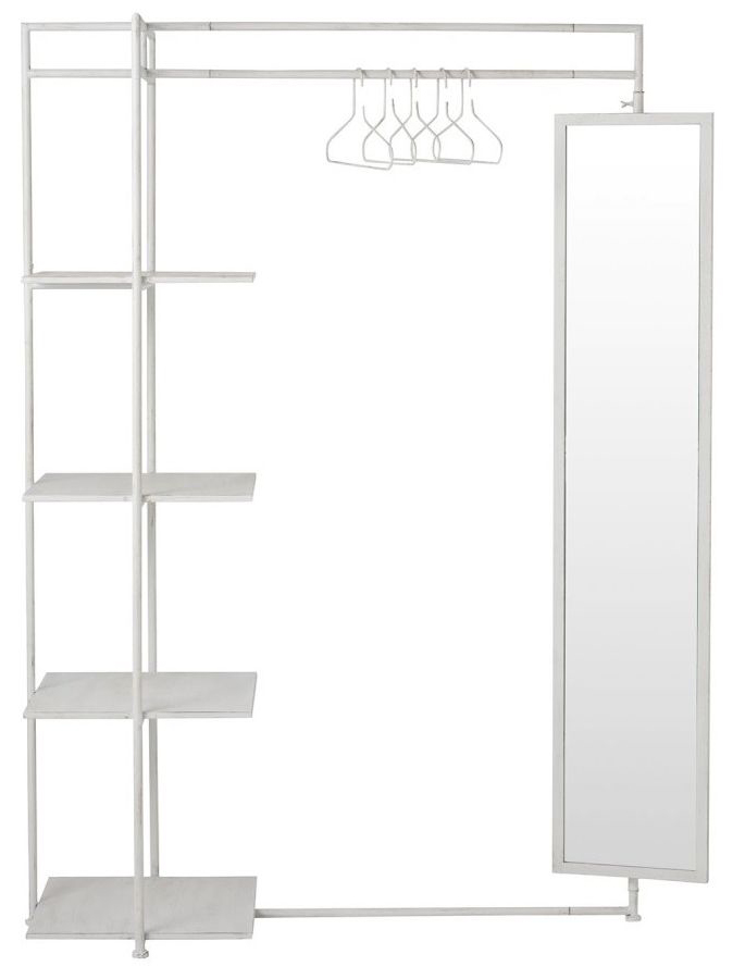 Wieszak stojący z lustrem Jack 149x194 cm biały – obraz-1