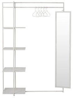 Wieszak stojący z lustrem Jack 149x194 cm biały – obraz-1